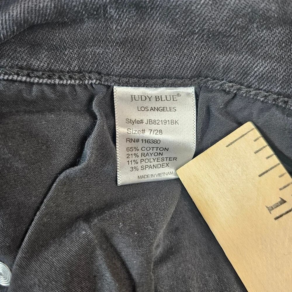 Judy‎ Blue Skinny Fit Distressed Black Plaid Patch Jeans JB82191BK Size 7/28